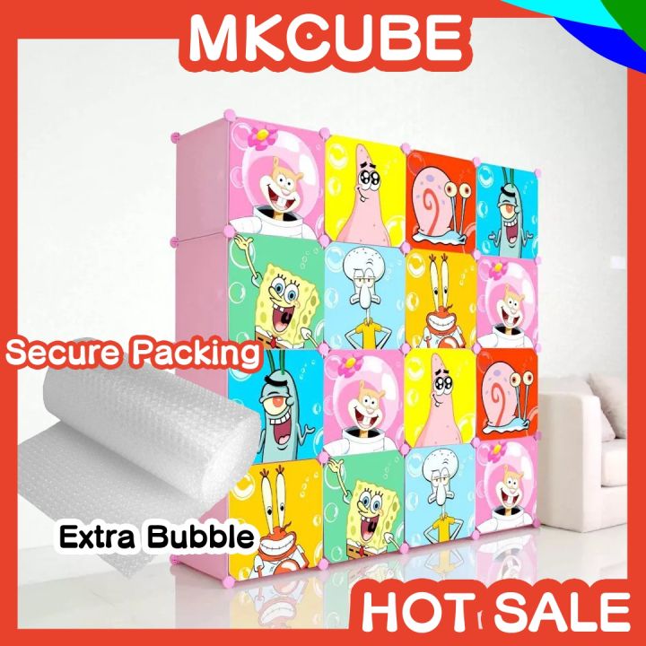 Spongebob Storage Locker 16-CUBE DIY SPONGEBOB DESIGN MULTIPURPOSE CABINET Portable Wardrobe ...