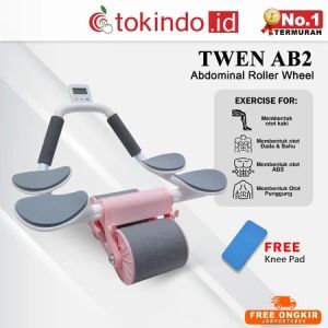 TWEN Ab Wheel 2 Ab Roller Wheels Plank Trainer Abdominal Core Roller Automatic Fitness Perut Multifungsi