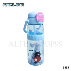 [READY STOCK🛒] 820ml Kids Water Bottle  Dual Drink Straw & Direct  Leakproof Portable Cute Bottle