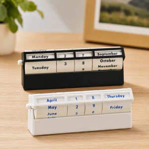 XEANG Creative Rotating Perpetual Calendar Metal Frame Study Desk Calendar Minimalist Manual Rotary Wheel Manual Desk Calendar  Ornament