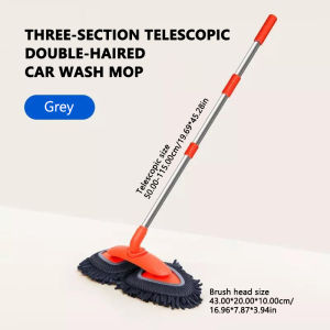 SEAMETAL Car Cleaning Brush Dual-Head Car Wash Mop with Extendable Aluminum Handle Cleaning Brush Soft Brush Durable