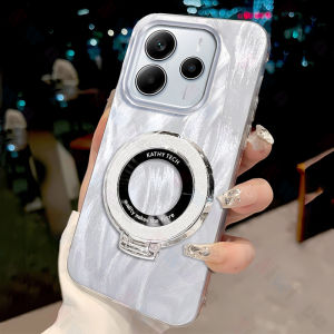 Cho Redmi Note 14 4g vỏ điện thoại vòng chủ chống sốc lông Laser long lanh khung vỏ thời trang điện thoại thông minh Cover quay lại nys03