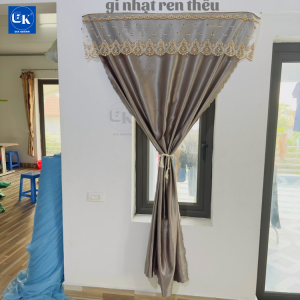 rèm cửa dán tường chống nắng không cần khoan màn cửa dán tường họa tiết chìm 3d cao cấp