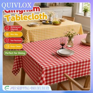 Tablecloth Cover Pvc Checkered Waterproof Oil Resistant Easy Clean Rectangular Kitchen Dining Home Use