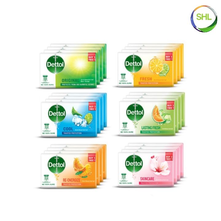 Dettol Original Buy [3 Free 1] 100g Antibacterial Bar Soap Kills 99.9