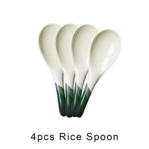 4pcs set Greenish Rays Design Melamine Dinnerware Plate / Bowl / Saucer / Spoon Smart Kitchen Ph