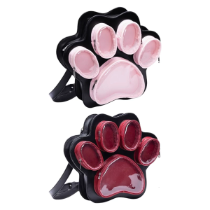 Trendy Cats Foot Display Bag with Adjustable Belt and Spacious Interior School Backpacks PU Shoulder Bags for Student