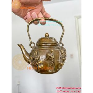 Ấm Trà Bát Tiên Bằng Đồng Màu Hun Giả Cổ