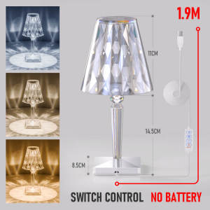 Rechargeable USB Diamond Table Lamp 3 Color Acrylic Decoration Light for Bar Bedroom Bedside Coffee Crystal LED Desk Lamps Gift Night Lights Lighting