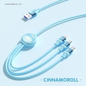 Dây sạc 3 đầu cáp sạc 3 đầu dây sạc type c micro usb lightning 3in1 Kuromi siêu cute chính hãng-Happy Life 4U