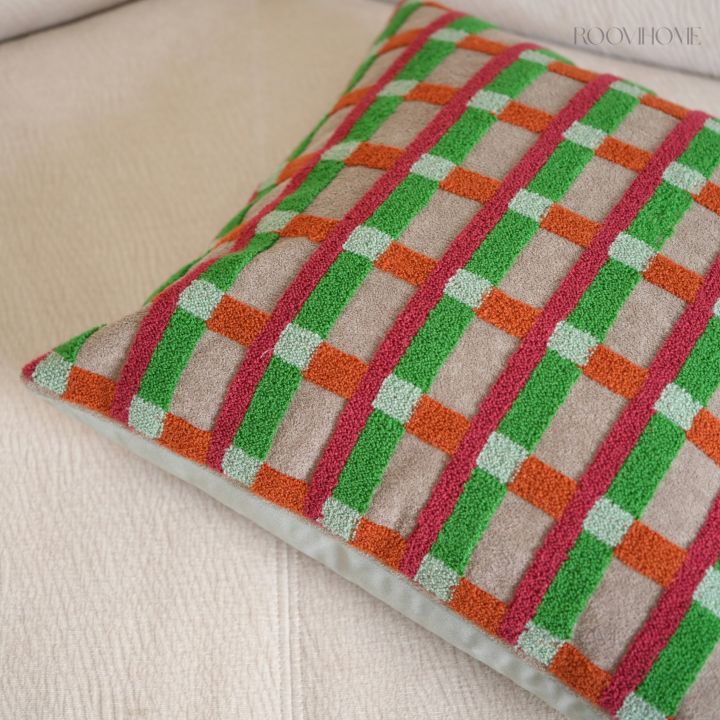 ลายตาราง งานปัก หมอนอิง / ปลอกหมอนอิง เรโทร สไตล์บาวเฮาส์ หมอนตกแต่ง ...