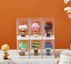 ตู้โชว์ตุ๊กตาแฮนด์เมด กล่องแสดง การออกแบบที่โปร่งใสเต็มรูปแบบ วัสดุหนา ครัวเรือน กันฝุ่น