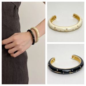 MIRACLE HOME STORE Enamel Woman Cuff Bracelet French Style Classic Womens Hand Bracelet Simple Elegant Retro Opening Bangle Girls
