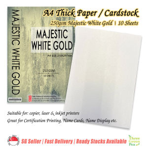 10 Sheets A4 Thick Paper / Cardstock 250gsm Majestic White Gold for Printing Certificates Name Cards Wedding Invitation Cards