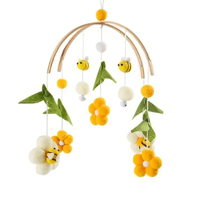 【Latest model】 Baby Crib Mobile for Boys Girls/Bees Nursery Mobile/Nursery Mobile/Gender Neutral Felt Ball Mobile/Ceiling Mobile