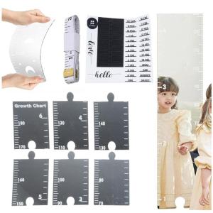 Height Measuring Mirror for Kids Easy Installation Puzzle Acrylic Growth Chart Mirror Foldable Wall Height Ruler Decors