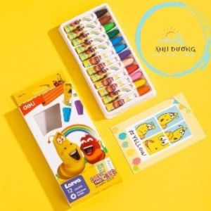 Bút sáp dầu Deli C201-12 - Hộp 12 màu - Chất liệu sáp dầu cao cấp