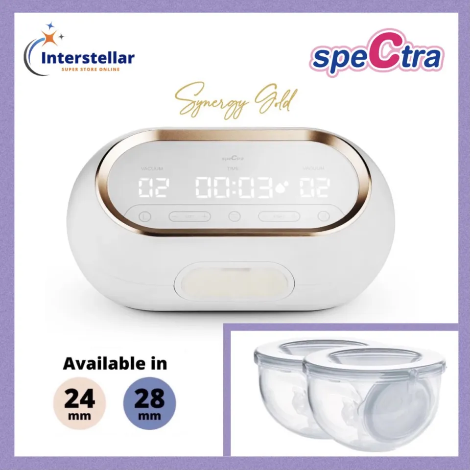 Spectra® Synergy Gold Portable Electric Breast Pump - Pump with your Shirt  ON with HandsFree 24mm, 28mm