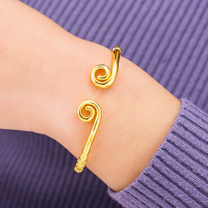 XT Jewellery Korea 24k Pattern Ring Golden Hoop Bracelet Adjustable Gold Plated
