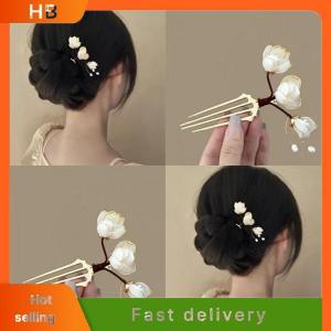 HB 1Pcs Parties Hair Pin Hair Accessories Elegant Retro Flower Golden Alloy Hair Clip Perfect For Curling Or Straight Hair