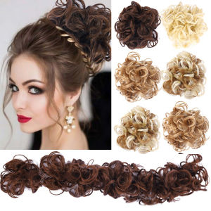 ผมสังเคราะห์แบบเกลี้ยงมวยสำหรับผู้หญิงยางรัดผมแบบเกล้ามวย