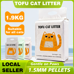 [SG Stock] Natural Tofu Cat Litter 1.9kg Cat Litter for Cats Flushable Dust Free Quick Clumping Effective Odor Control Pet Litter