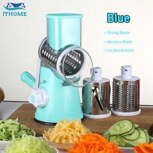 JYHOME Multifunctional Vegetable Shredder Household Tabletop Drum 3-in-1 Rotary Slicer Kitchen Magic Manual Grinder