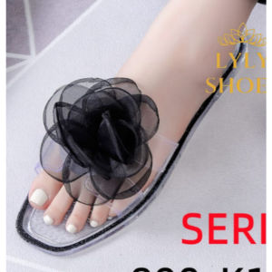 Sandal Flat Karet Jelly Wanita Alina Bening Motif Pita 890-K1