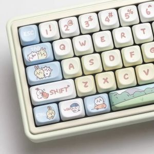 【ONLY KEYCAP】Chiikawa Keycap Hachiware Usagi 144 Keys MOA Profile PBT Sublimation Cute Cartoon Anime Girl Personalized Key cap For Cherry MX Switch Mechanical Keyboard wooting Keychron/RK61/GK61/Anne Pro 2