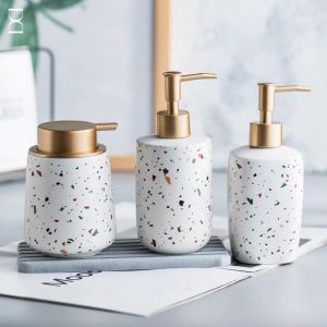 Bình đựng xà phòng nước rửa tay bằng gốm sứ hoạ tiết xà cừ