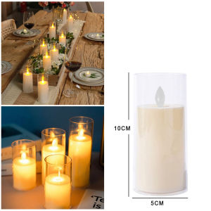Led Simulation  Flickering Flameless  Tealight Glass Candle，Battery Candles Halloween Candles，cylindrical candle KERMODE