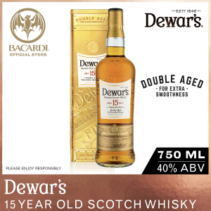 Dewar’s 15 Year Old Blended Scotch Whisky - 750ml / 75cl 40% ABV - Double Aged Oak Cask Whisky Spirit