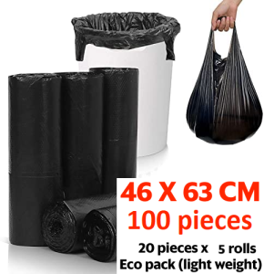 【Local Ready Stock】200-50psc Flat/Handle Garbage Bag Thickened Disposable Trash Bags Waste Bin Rubbish Bags