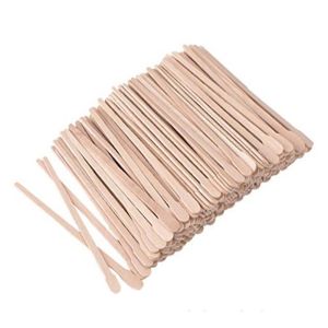 HUNIU 100 Pcs Craft Tongue Depressor Wooden Spatulas Small Wax Sticks Body Hair Removal Sticks Waxing Applicator Sticks Face Wiping Wax Tool