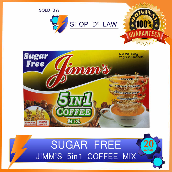 Jimm's 5in1 Coffee Mix Sugar FREE (20 Sachets) Lazada PH