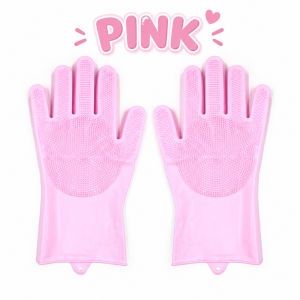 Silicone Rubber Magic Gloves Dishwashing Kitchen Scrubber Household Pencuci Pinggan Sarung Tangan Rumah 硅胶洗碗手套 2-in-1 Cleaning Gloves Dense Cleaning Bristles for Effortless Stain Removal
