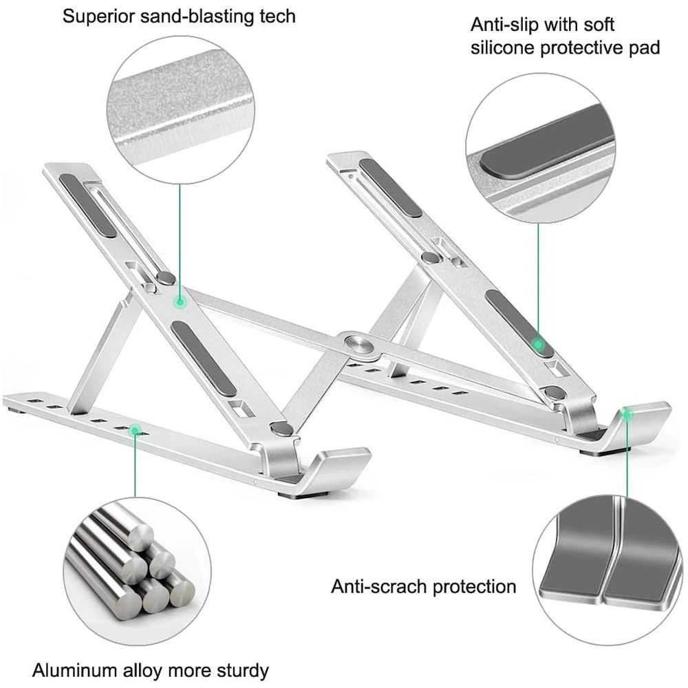 Suporte portátil ajustável para laptop, antiderrapante, com sistema de resfriamento, para computador, notebook, iPad e desktop.
_voghion.com