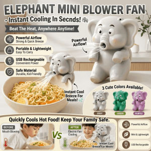 Baby Food Cooling Fan Mini Clip-On Food Cooler Coffee Chiller Hands Free Elephant Animal Fans