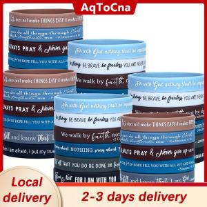 [COD] AqToCna Ship within 24 hours 36 Pcs Religious Silicone Wristbands Bulk Bible Rubber Bracelets Colorful Inspirational  Silicone Wristbands