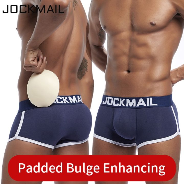JOCKMAIL Mens Package and Butt Padded Underwear Enhancing Boxer