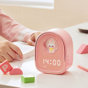 NewThe lovely rabbit LED digital alarm clock in the new space capsule the lovely rabbit clock in childrens cartoon the soft light beside the bed and the night light can be charged regularly