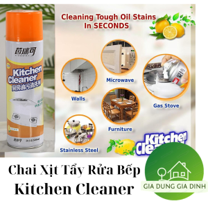 Chai Xịt Vệ Sinh Bếp Bọt Tuyết Đa Năng Kitchen Clear 500ml Loại Bỏ Dầu Mỡ Và Các Vết Bám Bẩn