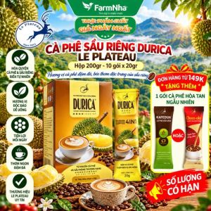 Cà Phê Sầu Riêng Hòa Tan DURICA Le Plateau Hộp 200g 10x20g - Hương Vị Sầu Riêng Thơm Ngon