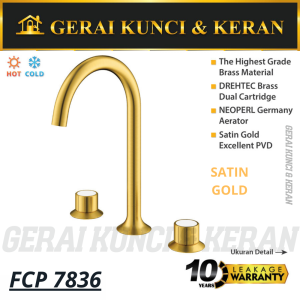 PALOMA FCP 7836 Keran Mixer Wastafel Cuci Tangan Panas Dingin SATIN GOLD
