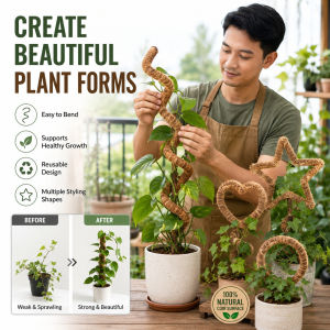 Curved Coco Coir Moss Stick Plant Cage Climbing Pole Adjustable Shape Garden Stake Outdoor Support Extension