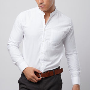 VENGOZ Kemeja Oxford Shanghai Pria Slim Fit - Super White