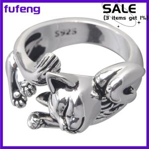 fufeng Cổ Điển Dễ Thương Mèo Nhẫn Phụ Nữ Đồ Trang Sức Hợp Thời Trang Có Thể Điều Chỉnh Vòng Món Quà Đảng Phụ Kiện