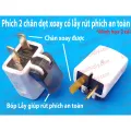 Phích cắm có lẫy rút an toàn, chân xoay, chân dẹt Đồng dầy. 