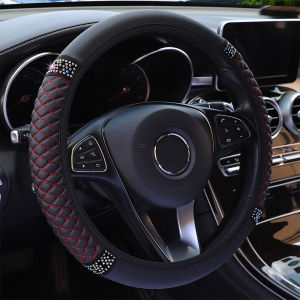 General Motors Steering Wheel Cover PU Leather Diamond Studded Stretch Anti-Slip Texture Soft Multicolor Car Interior Accessories