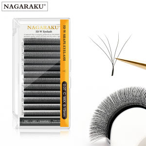 Nagaraku 5D W hình dạng PREMADE người hâm mộ lông mi mở rộng tự nhiên ánh sáng mềm mại Lông mi giả đầy đủ dày đặc